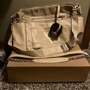 Beis leather diaper bag, beige